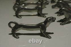 10 Art nouveau deco FRENCH silver plate knife rests animals tiger lion dog cat