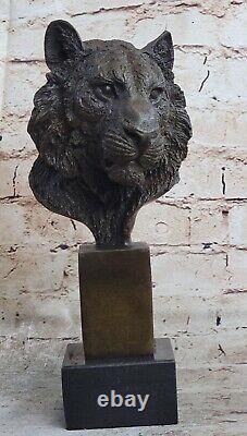 10 Western Art Deco Bronze lions Lion Puma Mountain Cat Bust Sculpture Figurine