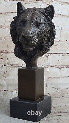 10 Western Art Deco Bronze lions Lion Puma Mountain Cat Bust Sculpture Figurine
