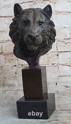 10 Western Art Deco Bronze lions Lion Puma Mountain Cat Bust Sculpture Figurine