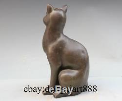 11 Western Art Coffee Bronze Copper Cat Happiness Animal Art Deco Sit Sculpture