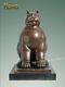 12.8 Art Deco Sculpture Deformed Cat Abstract Animal Bronze Statue