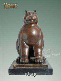 12.8 Art Deco Sculpture Deformed Cat Abstract Animal Bronze Statue