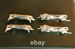 12 Christofle Gallia dog cat silver plate Animal Knives rest Art Deco Sandoz BOX