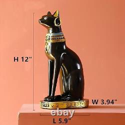 12 inch Tall Black Egyptian Cat Goddess Bastet Statue, 12 Tall