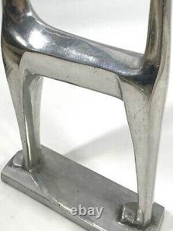 13 1976 Art Deco Aluminum Cat Sculpture Statue Signed Chris Petersen Siamese