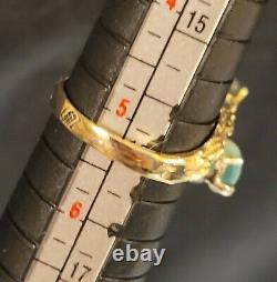 14k solid Gold Big 7.6g oval Blue Cats Eye Vintage brutalist retro Nugget Ring