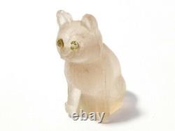 1920's Czech Glass Mini Lucky Pale Pink Cat Cracker Jack Charm Front Pose #CJ18