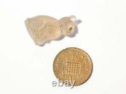 1920's Czech Glass Mini Lucky Pale Pink Cat Cracker Jack Charm Front Pose #CJ18