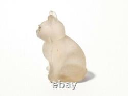 1920's Czech Glass Mini Lucky Pale Pink Cat Cracker Jack Charm Front Pose #CJ18