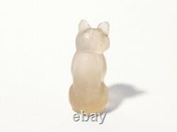 1920's Czech Glass Mini Lucky Pale Pink Cat Cracker Jack Charm Front Pose #CJ18