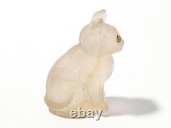 1920's Czech Glass Mini Lucky Pale Pink Cat Cracker Jack Charm Front Pose #CJ18