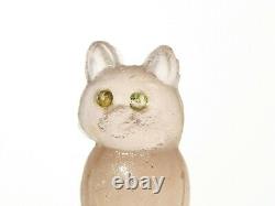 1920's Czech Glass Mini Lucky Pale Pink Cat Cracker Jack Charm Front Pose #CJ18