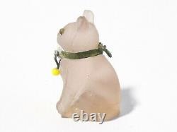 1920's Czech Glass Mini Pink Cat Cracker Jack Charm Yellow Bead Collar #J17