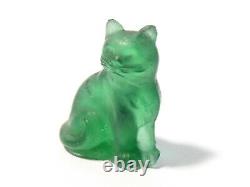 1920's Czech Glass Miniature Lucky Pale Green Cat Cracker Jack Charm #CJ19