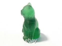 1920's Czech Glass Miniature Lucky Pale Green Cat Cracker Jack Charm #CJ19