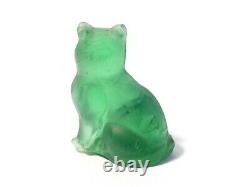 1920's Czech Glass Miniature Lucky Pale Green Cat Cracker Jack Charm #CJ19