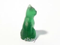 1920's Czech Glass Miniature Lucky Pale Green Cat Cracker Jack Charm #CJ19