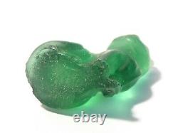 1920's Czech Glass Miniature Lucky Pale Green Cat Cracker Jack Charm #CJ19