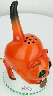 1920's Wilhelmsfeld GOEBEL Cat Perfume Lamp Porcelain Germany RARE ART DECO