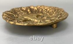 1920s Antiqu Art Deco French Bronze Card Tray Pin Trinket Dish Cat Face