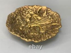 1920s Antiqu Art Deco French Bronze Card Tray Pin Trinket Dish Cat Face