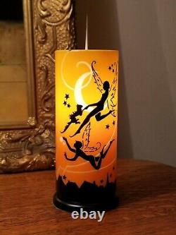 1920s Art Deco DeVilbiss Glass Lamp Shade Nude Fairies Cat Stars Moon Silhouette
