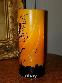 1920s Art Deco DeVilbiss Glass Lamp Shade Nude Fairies Cat Stars Moon Silhouette