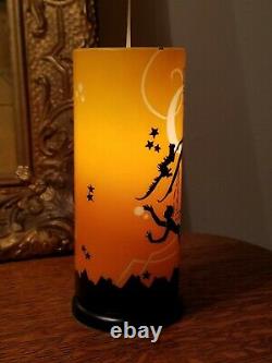 1920s Art Deco DeVilbiss Glass Lamp Shade Nude Fairies Cat Stars Moon Silhouette