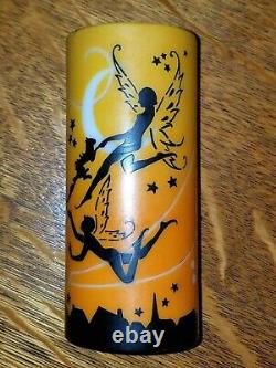 1920s Art Deco DeVilbiss Glass Lamp Shade Nude Fairies Cat Stars Moon Silhouette