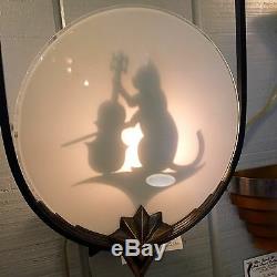 1930'S Art Deco Silhouette Cat Fiddle And Dog Wall Sconces