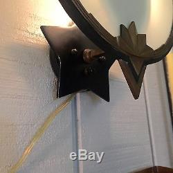 1930'S Art Deco Silhouette Cat Fiddle And Dog Wall Sconces