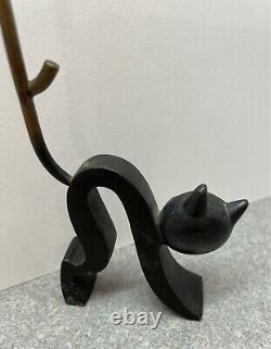 1950's Art Deco Hagenauer Bronze Ring Holder Cat by Richard Rohac