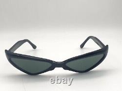 1950's Vintage Art Deco Sunglasses Black Cat Eye Green Lenses France Made Nos