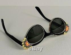 1950s Bausch & Lomb Women's Cat Eye Glasses Sunglasses Floral Deco Cat's Meow