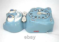 1960's ELECTRIC-BLUE-KIT CAT KLOCK-KAT CLOCK-ORIGINAL-VINTAGE-RE-BUILT MOTOR+BOX