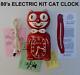 1980's Red-vintage Electric-kit Cat Klock-kat Clock-original Motor Rebuilt-works