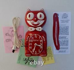 1980's RED-VINTAGE ELECTRIC-KIT CAT KLOCK-KAT CLOCK-ORIGINAL MOTOR REBUILT-WORKS