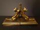 1986 Pair Of Art Deco Frankart Sarsaparilla Gold Brass Cats Bookends Vtg Euc