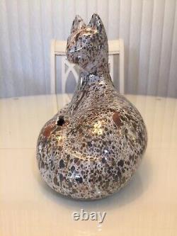 1990s Haeger Pottery Relaxing Cat 15 Speckled Art Deco Mid Modern Lounging Rare