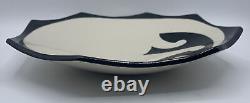 1991 Leslie C Miller Cat Plate Large Bowl Art Deco Pottery Signed Vintage