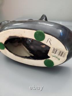 1996 Haeger Ceramic Black Cat Looking In Clear Fish Bowl Great Condition