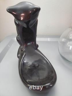 1996 Haeger Ceramic Black Cat Looking In Clear Fish Bowl Great Condition