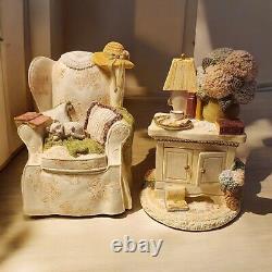 1997 Figi My Favorite Chair Bookends Cat Flowers Lamp Hat Tea Side Table Heavy