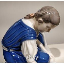 20th Original Denmark Bing & Grondahl Porcelain Figurine Girl & Cat Marked