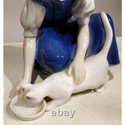20th Original Denmark Bing & Grondahl Porcelain Figurine Girl & Cat Marked