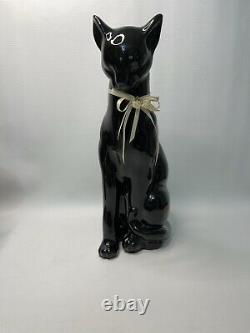 2 LARGE vintage black Panther Cat statue figurines MCM Art Deco RARE