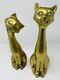 2 Vintage Mcm Art Deco Brass Cat Sculptures Statues Figurines 12