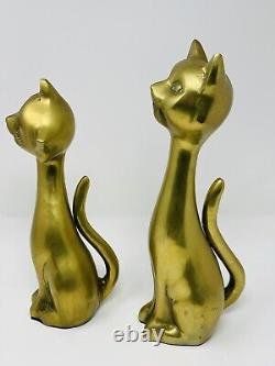 2 Vintage MCM Art Deco Brass Cat Sculptures Statues Figurines 12