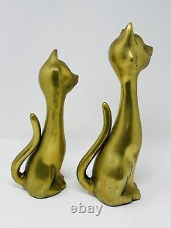 2 Vintage MCM Art Deco Brass Cat Sculptures Statues Figurines 12